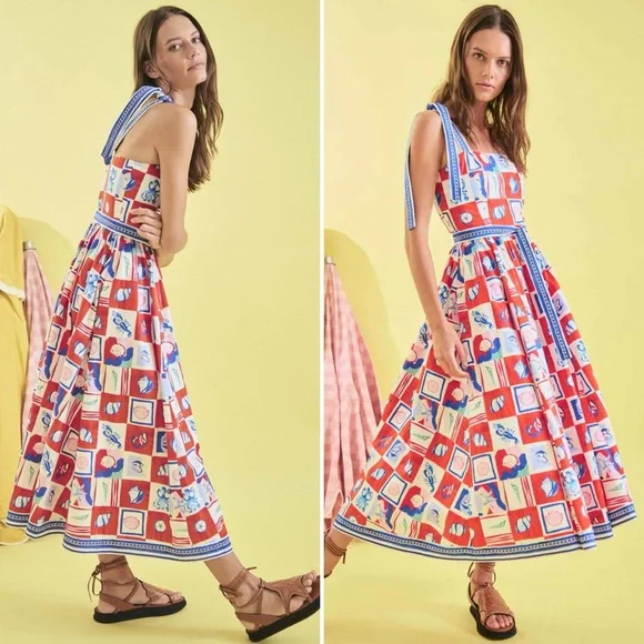 Hunter Bell Quincy Dress Sea Tiles Maxi – Size 2 NWT - Picture 3 of 17